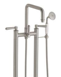 Squared Spout, Two Leg Floor Tub Filler with Traditional Touches