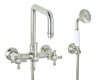 Traditional Wall-mount Tub Filler with Squared Spout, Hand Shower and 48 Series Handle