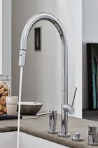 Poetto Contemporary Pull-down Kitchen Faucet with Long, Thin Handles