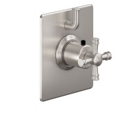 Quad Flat Back Plate, Cross Handle with Decorative Top, Style Therm with Diverter