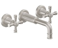 Flutted Design, Wall Mount Sink Faucet with Decorative Top Cross Handle