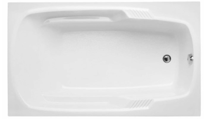 Rectangle Tub, Oval Interior with Armrests, End Drain