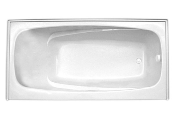 Top View, Rectangle Soaking Tub with End Drain, Armrests