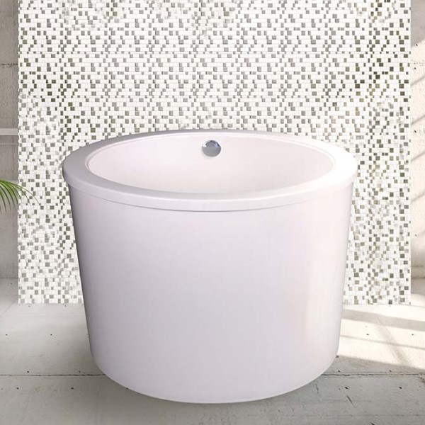 Round Freestanding Tub with Overlapping Rim, Slightly Angled Sides