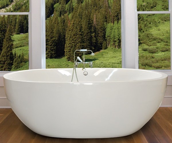 Oval Freestanding Tub with Curving Sides, Smooth Skirt