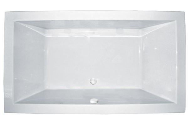 Modern, Boxy Rectangle Tub with Center / Side Drain, Two Backrests
