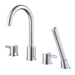 4 Piece Curved Tub Faucet with Hand Shower