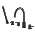 5 Piece Curved Tub Faucet with Hand Shower