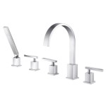 5 Piece Square Tub Faucet with Hand Shower
