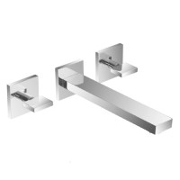 Square Wall Mount Tub Filler with Two Handles