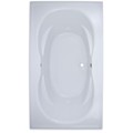 Rectangle Bathtub with Oval Interior, 2 Sets of Armrests, Center Side Drain