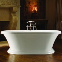 Free Standing Oval Bath with Rolled Rim and Pedestal Base