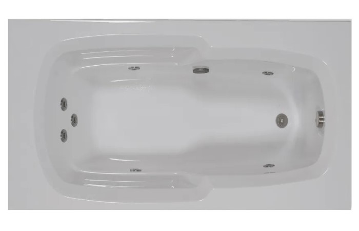 Rectangle Bath with End Drain and Armrests, 7 Whirlpool Jets