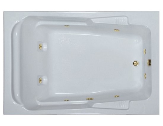 Rectangle Bath with Center - Side Drain, Two Raised Backrests, 8 Whirlpool Jets