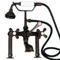 Wide Spout, Cross Handle Tub Filler with Hand Shower, Shown in Oil Rubbed Bronze