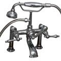 Wide Spout, Cross Handle Tub Filler with Hand Shower
