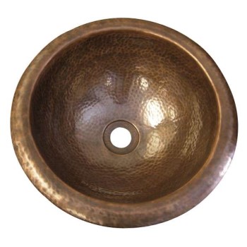 Round Copper Drop-in Sink with Rolled Rim