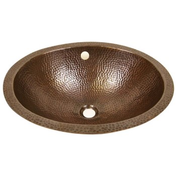 Hammered Copper Oval Sink with Flat Rim