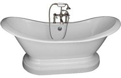 Double Slipper Pedestal Tub, Deck Mount Faucets