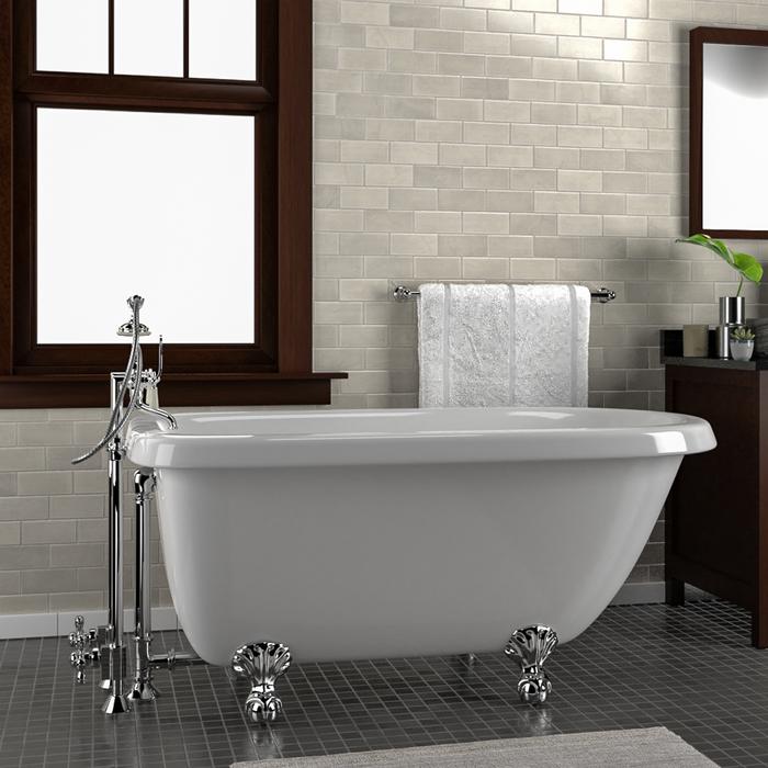 Traditional Freestanding Clawfoot Tub, Rolled Rim