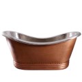 Oval Double Slipper Copper Tub with Nickel Interior