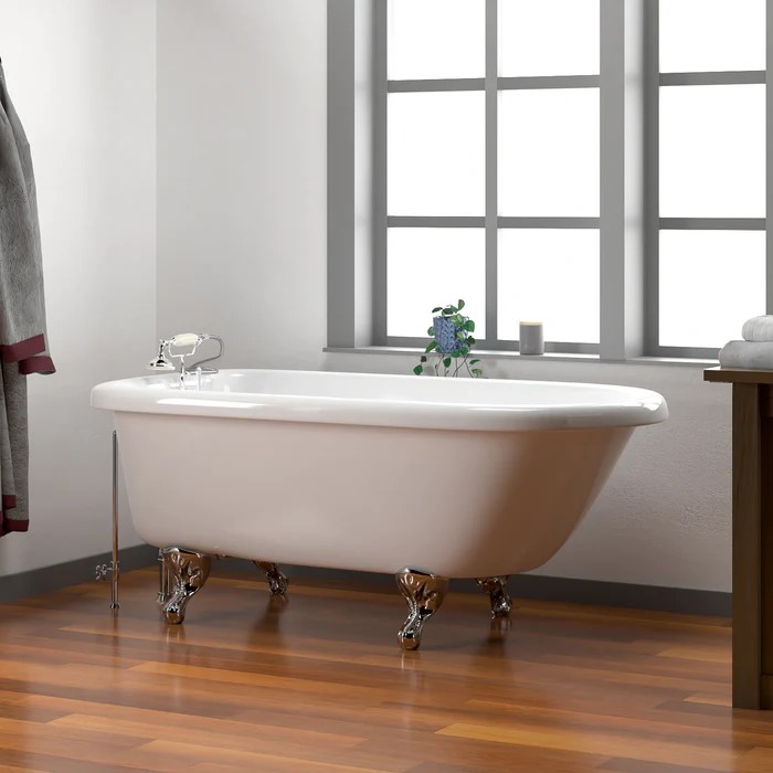 Traditional Freestanding Clawfoot Tub, Rolled Rim