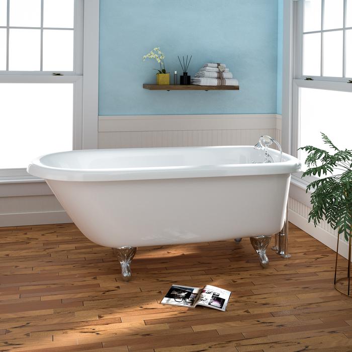 Traditional Freestanding Clawfoot Tub, Rolled Rim