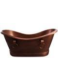 Large Oval Double Slipper Copper Tub with Ring Accents