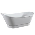 Freestanding Slipper Tub with Rolled Rim, Recessed Pedestal Base