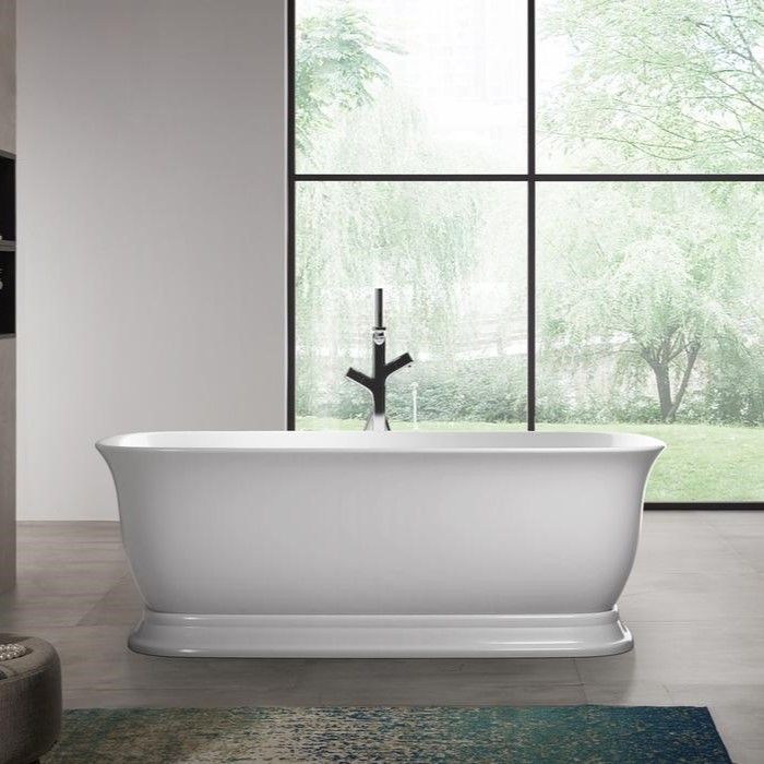 Oval Bath with Thin Rim, Curving Sides, Pedestal Base