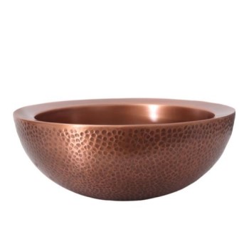 Bowl Shaped Hammered Antique Copper Vessel