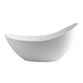 Modern Freestanding Slipper Tub with Raised Backrest and Curving Sides