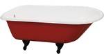 Cast Iron Bath with Red Skirt