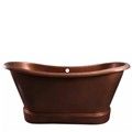Double Slipper Copper Tub with Pedestal Style Base