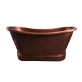 Oval Double Slipper Copper Tub with Modern Pedestal