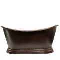 Oval Double Slipper Copper Tub with Pedestal Base