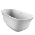 Freestanding Bath with Flat Rim, Curving Sides, Pedestal Style Base