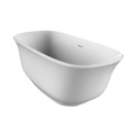 Freestanding Bath with Flat Rim, Curving Sides, Pedestal Style Base