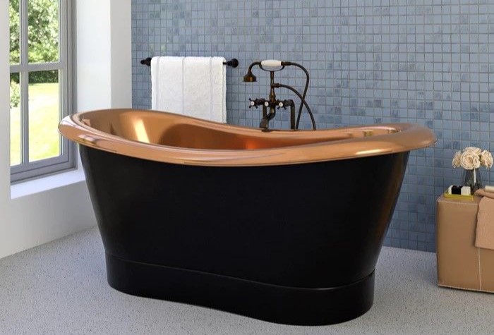 Oval Double Slipper, Black Exterior, Shiny Copper Interior