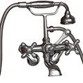 Wall Tub Filler with Cross Handles, Hand Shower