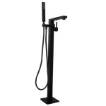 Square Style Floor Mount Tub Filler, Lever Handle, Shown in Matte Black