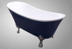 Clawfoot Slipper Tub, Exterior Painted Dark Blue