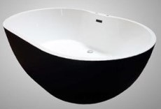 Modern Freestanding Oval Tub Black on the Outside, White Inside