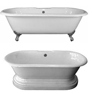 Columbus Double Roll Top Tub, shown as a Clawfoot & Pedestal Bathtub