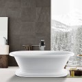 Double Roll Top Freestanding Tub with Pedestal Base, Continuous Rolled Rim
