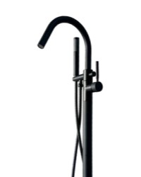 Curving Floor Mount Tub Filler with Wand Hand Shower