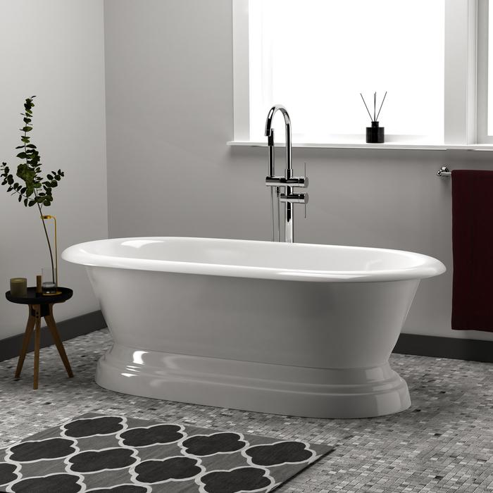 White Double Roll Top, Pedestal Base, Rolled Rim