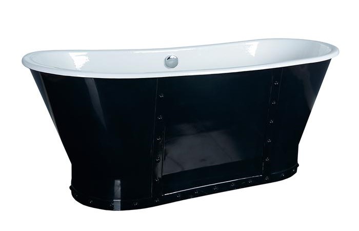 Cast Iron Double Roll Top Tub with Black Metal Skirt