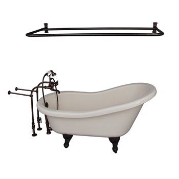 Bisque Fillmore Tub & Shower with Oil Rubbed Bronze Cross Handle Faucet 4602-MC