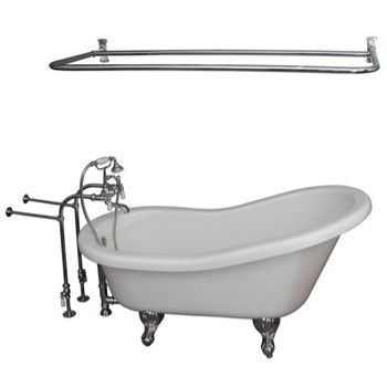 White Fillmore Tub & Shower with Chrome Porcelain Lever Faucet 4602-PL